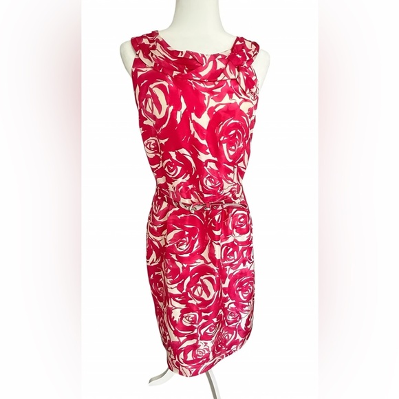 Kate Spade New York Minnie Rose Silk Dres 8 Belted Sleeveless Floral Pink White - Picture 5 of 15